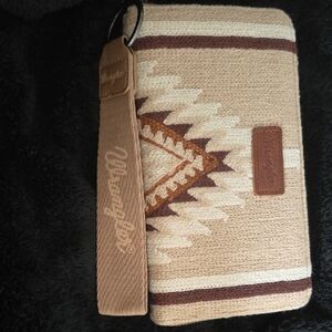 Wrangler Tan and Brown Geometric Wristlet